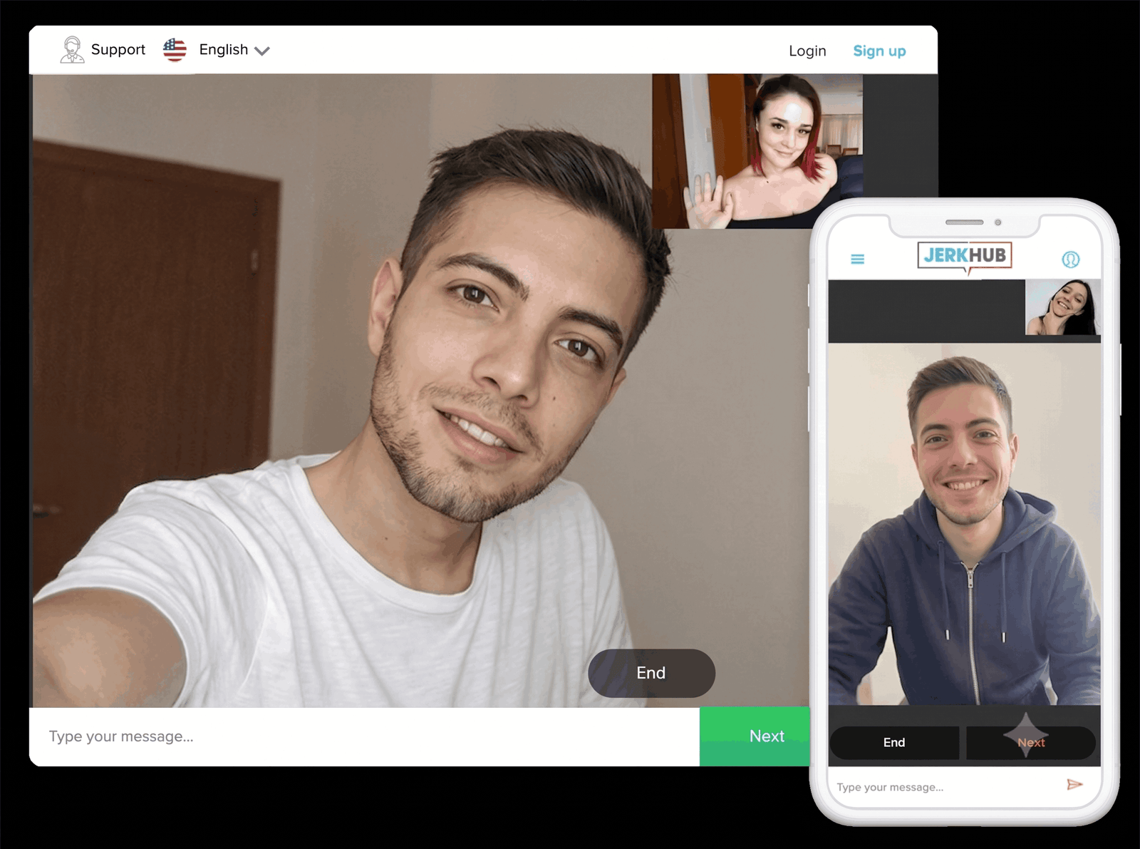 Male Jerk Hub random video chat interface preview